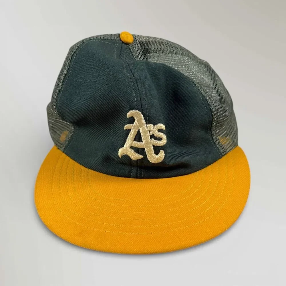 Vtg Oakland A's Athletics Annco Trucker Mesh Cap Hat Snapback Made In USA MLB